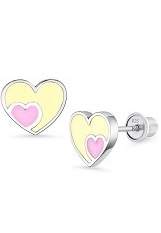nice enamel heart sterling silver baby stud earrings